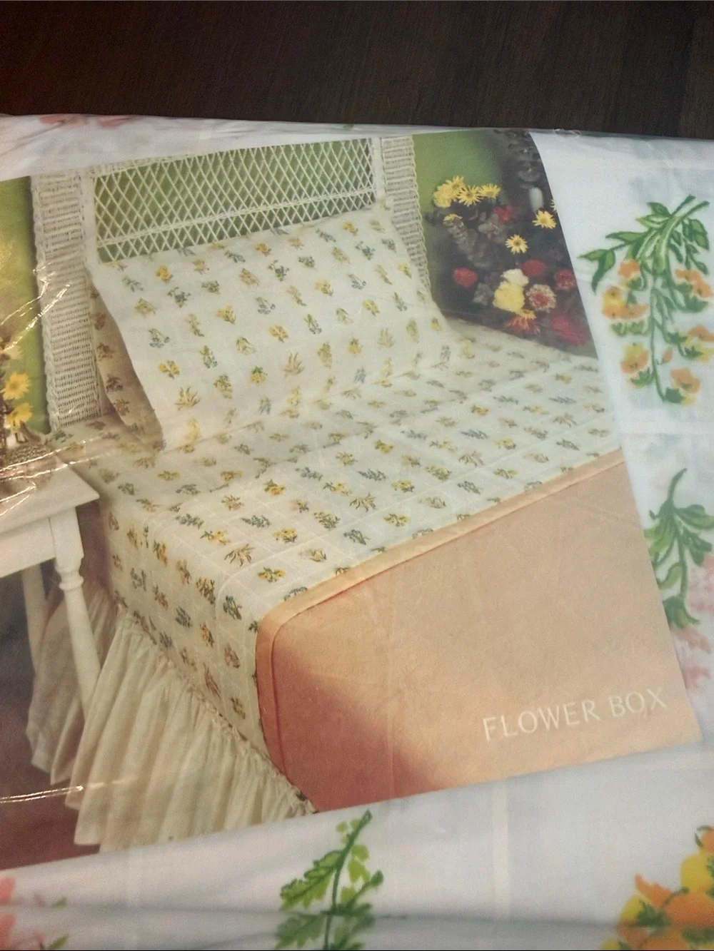 Utica No Iron Percale Floral Full Flat Sheet - White with Multi-Color Flowers